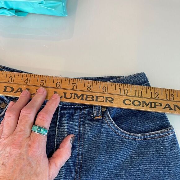 Moschino Blue Peace Logo Leather Patch High Waisted Mom Denim Jeans Size 30 - Picture 9 of 9